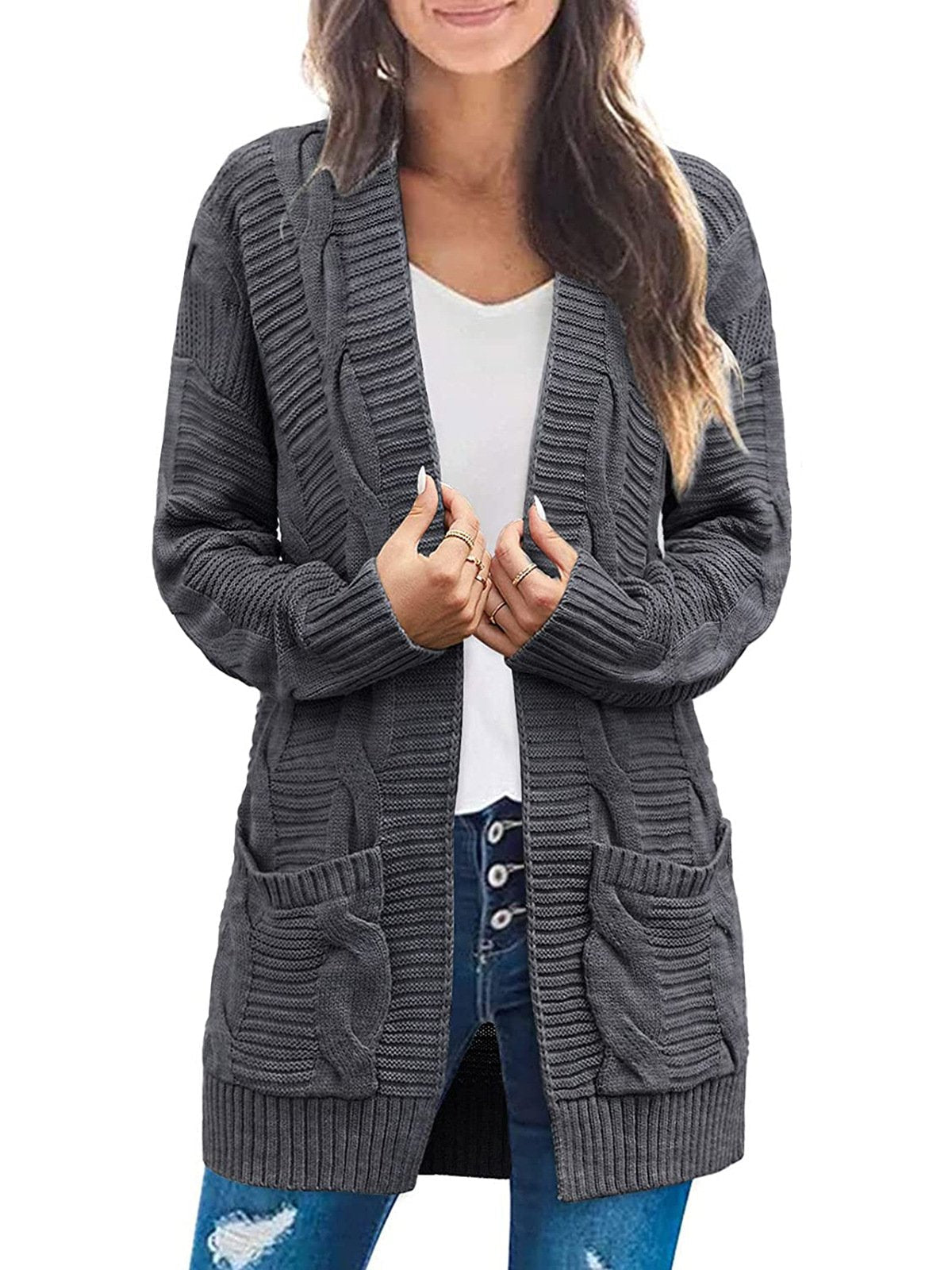 Women's Long Sleeve Cable Knit Cardigan Sweaters