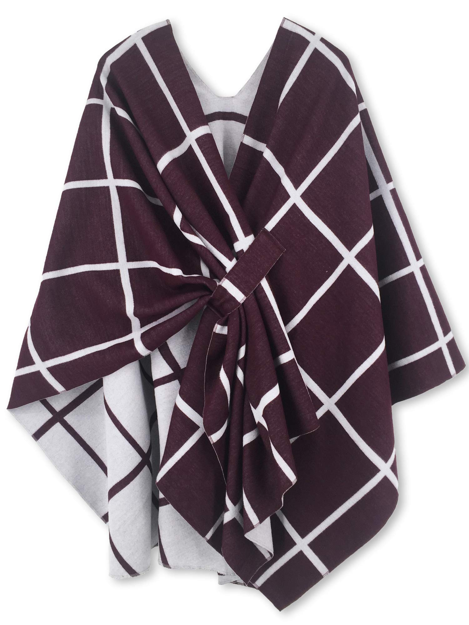 Women's Windowpane Reversible Capes Cardigan Shawls (Buy 2 Free Shipping)