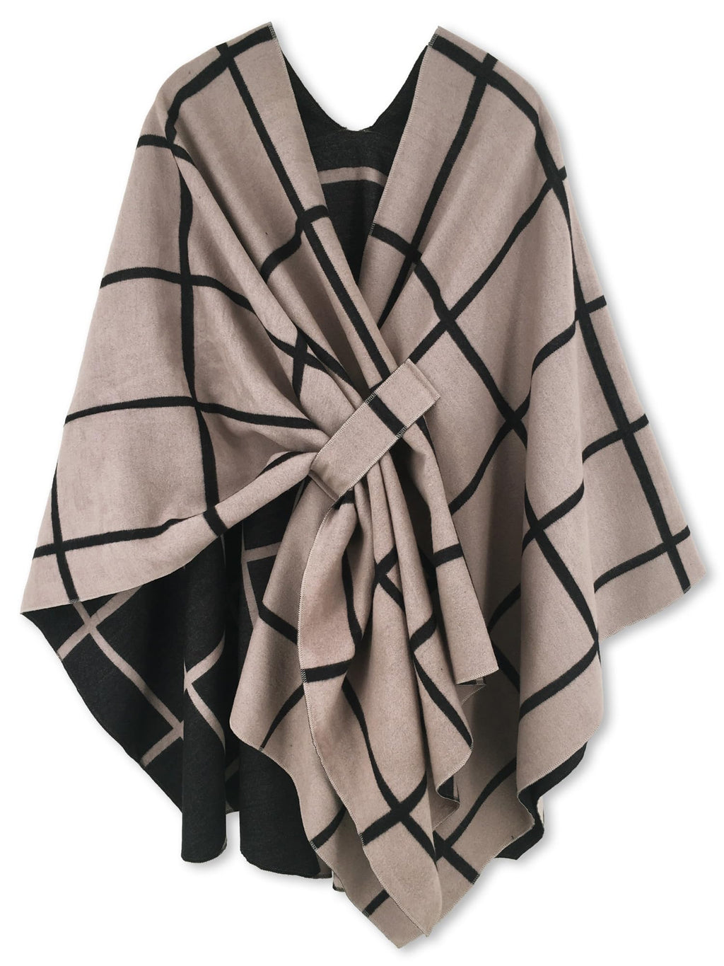 Women's Windowpane Reversible Capes Cardigan Shawls (Buy 2 Free Shipping)