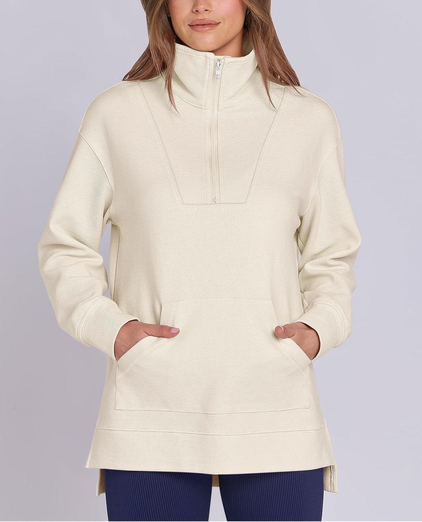 Women's Quarter Zip Oversized Knit Pullover (Buy 2 Free Shipping)