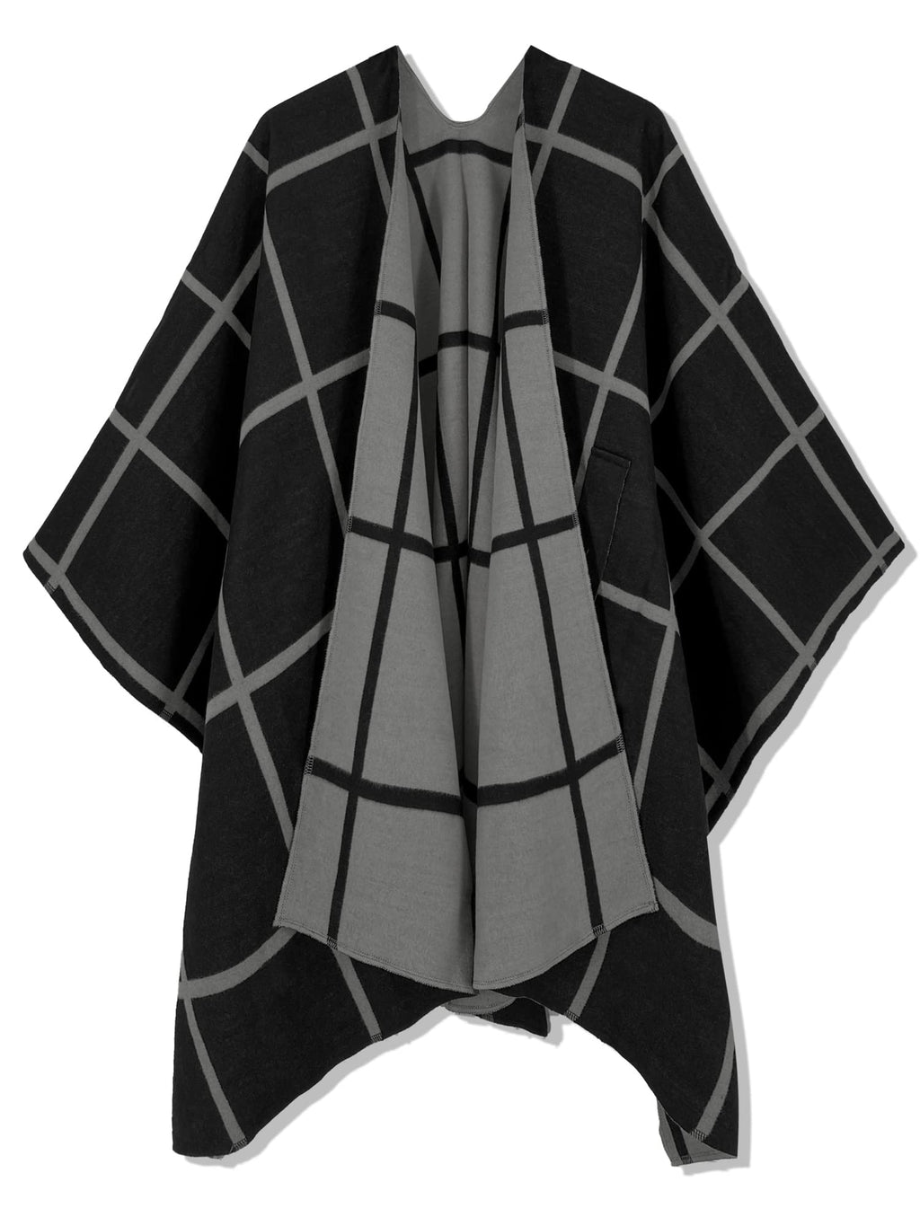 Women's Windowpane Reversible Capes Cardigan Shawls (Buy 2 Free Shipping)