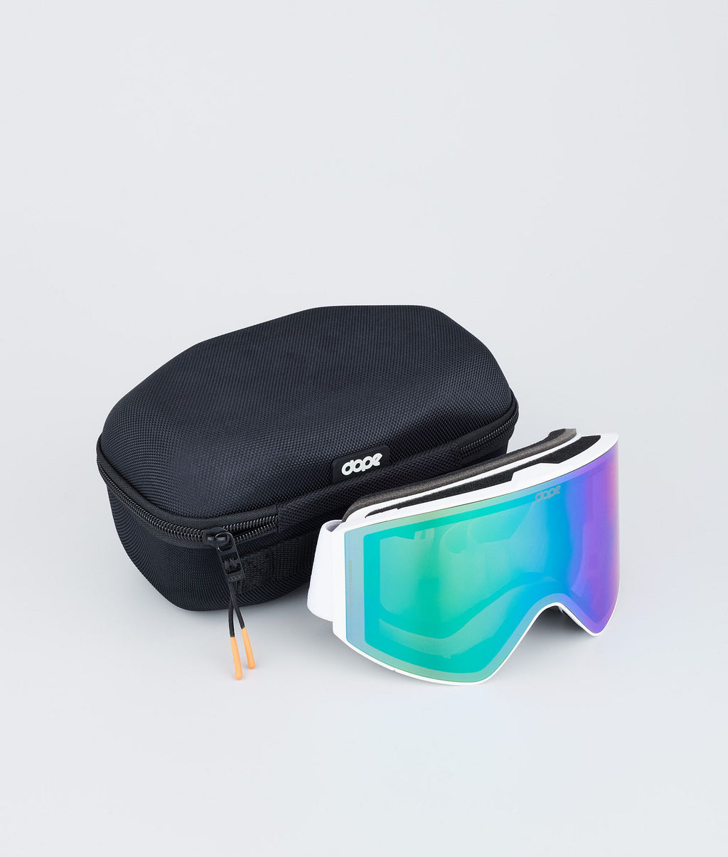 Ski Goggles White/Green Mirror
