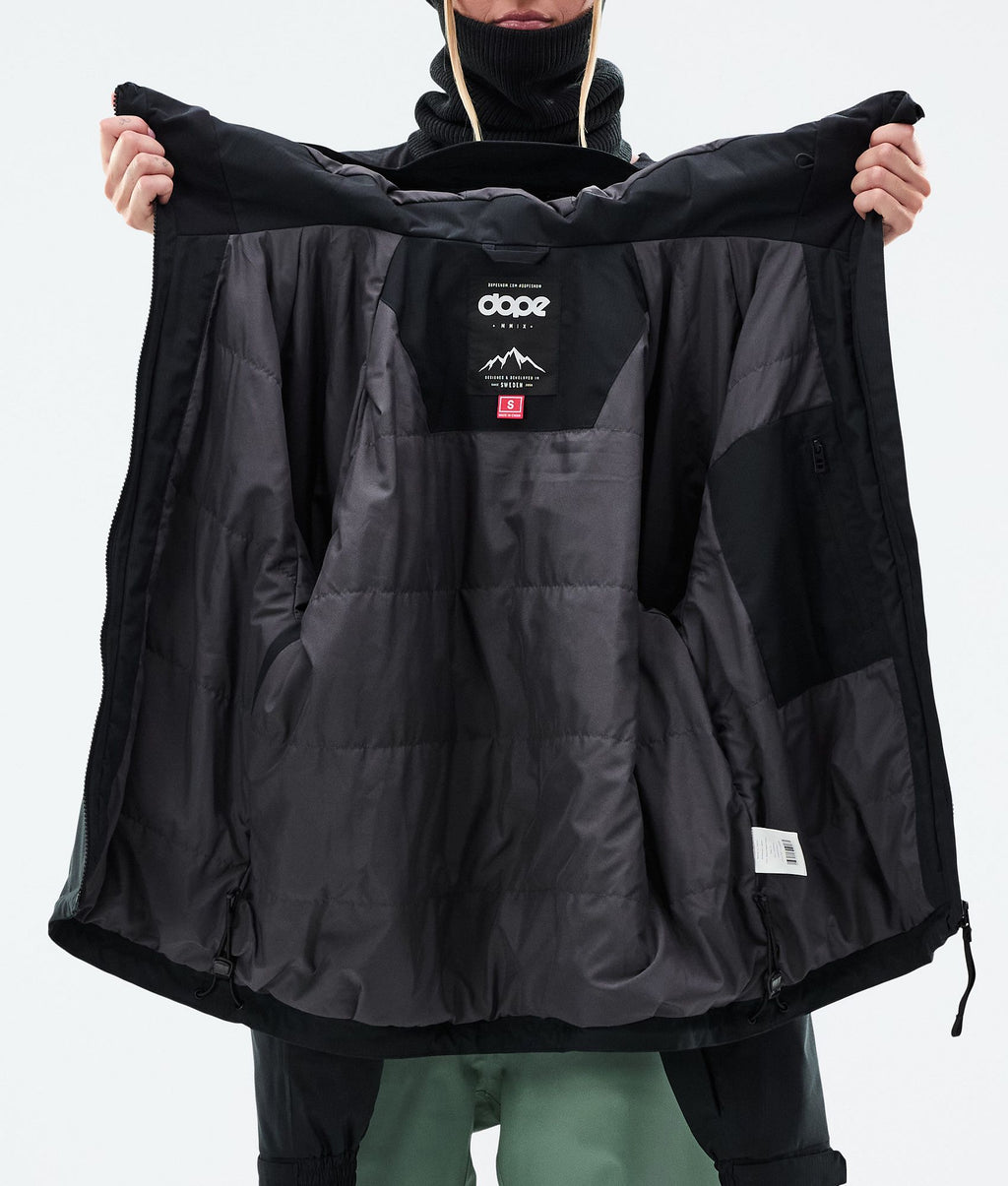 Snowboard Jacket For Women Spike Black/Faded Green