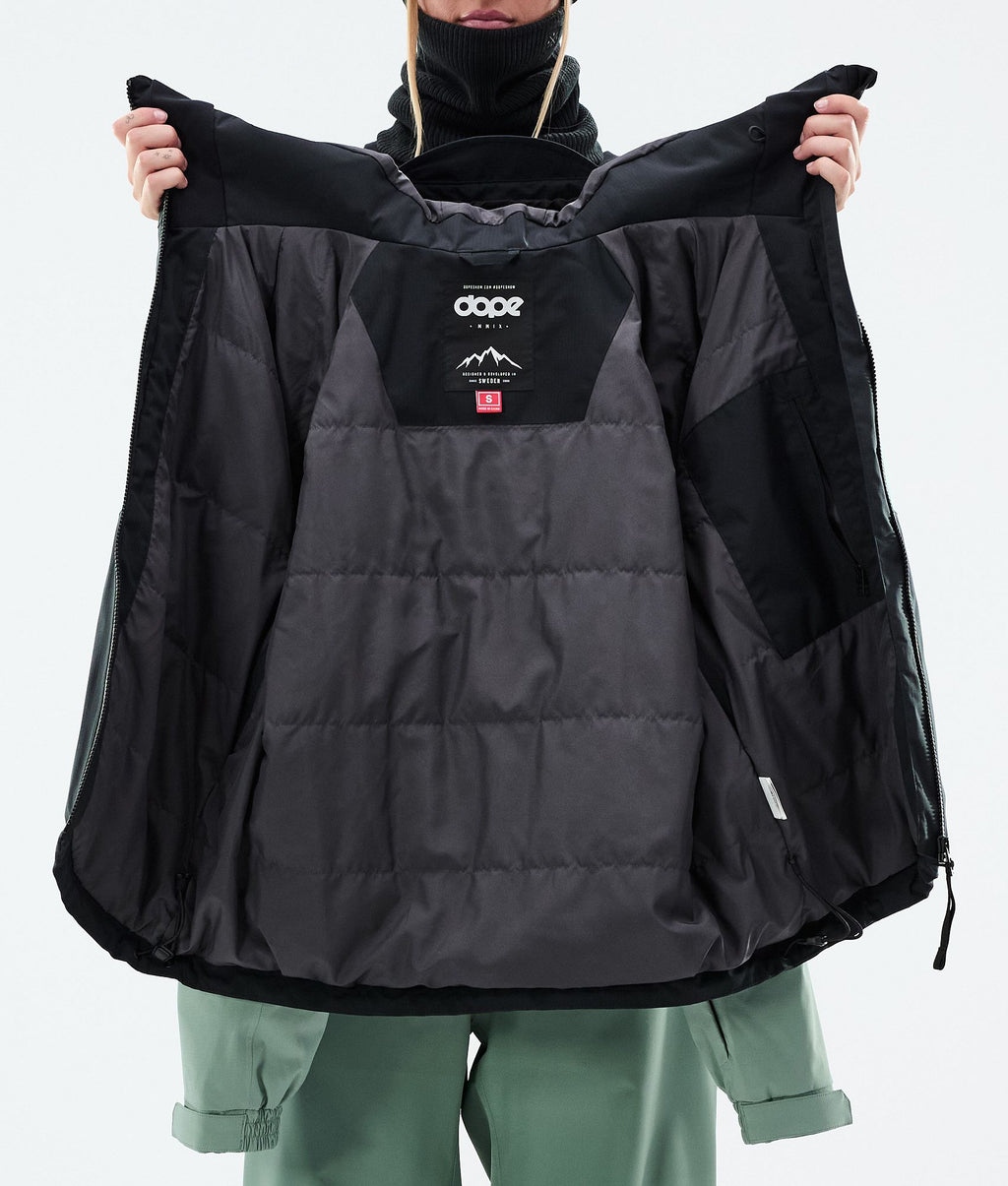 Snowboard Jacket For Women Stripe Black/Faded Green