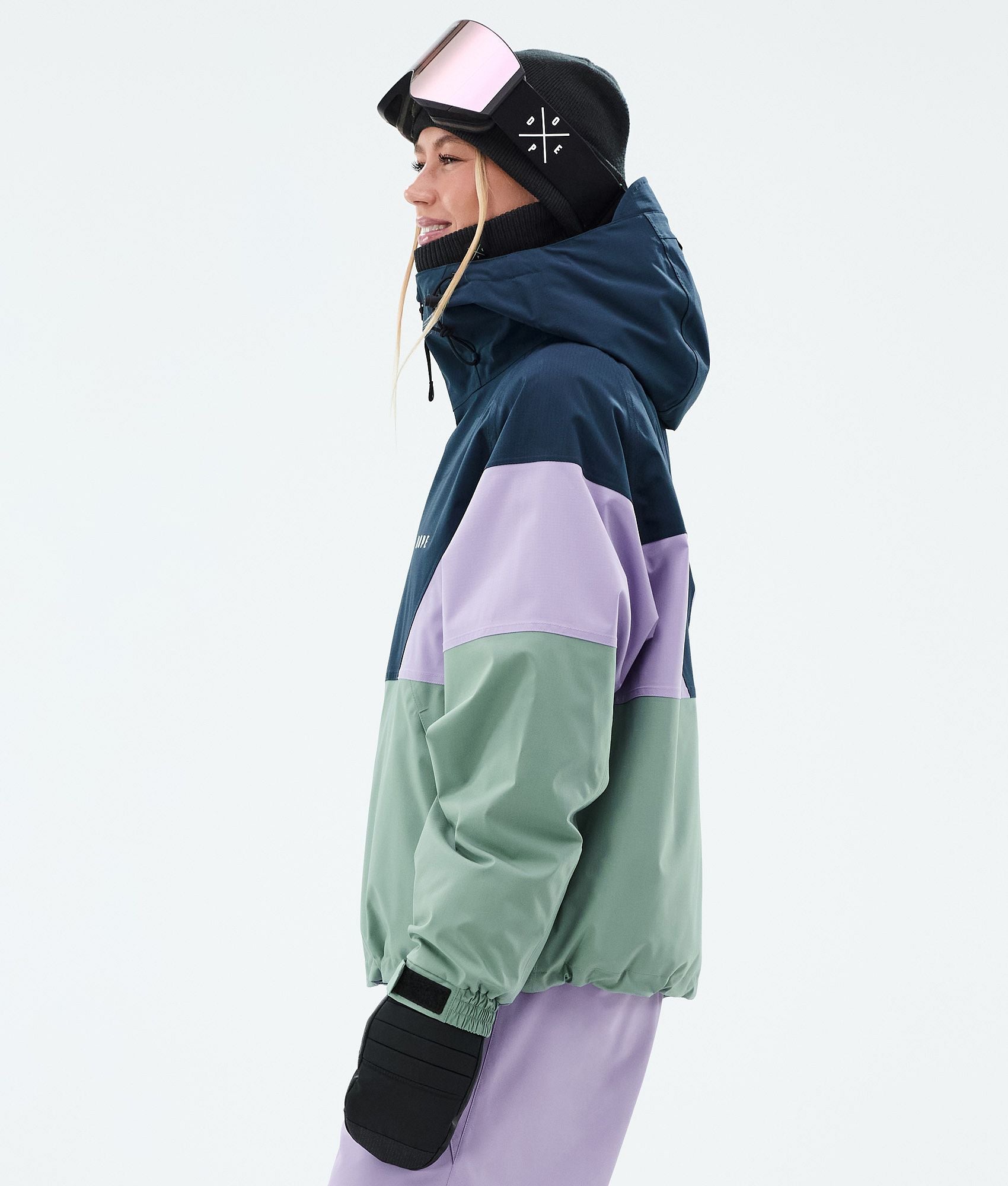 Snowboard Jacket For Women Sport Dark Blue/Faded Violet/Faded Green