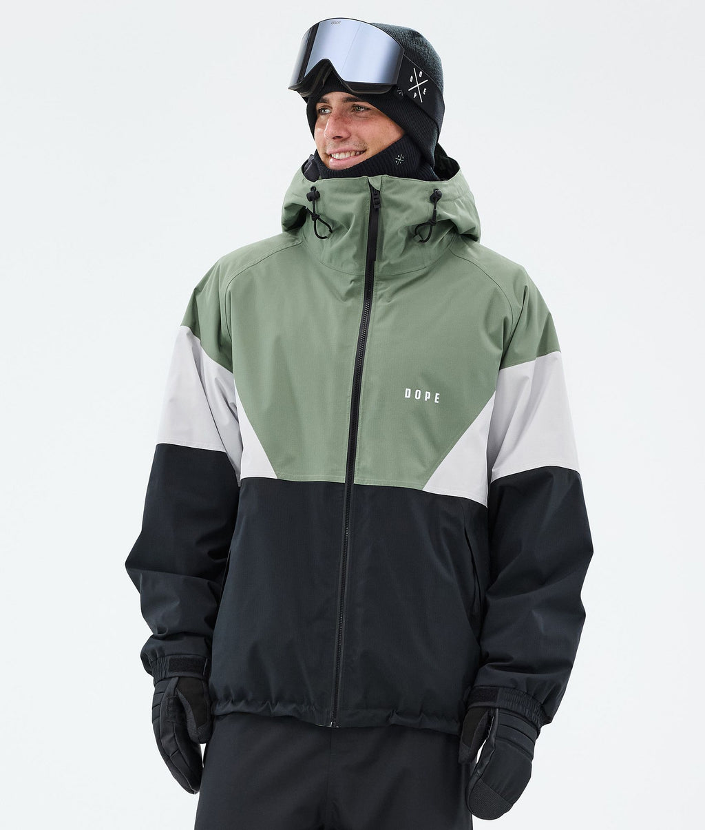 Snowboard Jacket For Men Sport Moss Green/Light Grey/Black