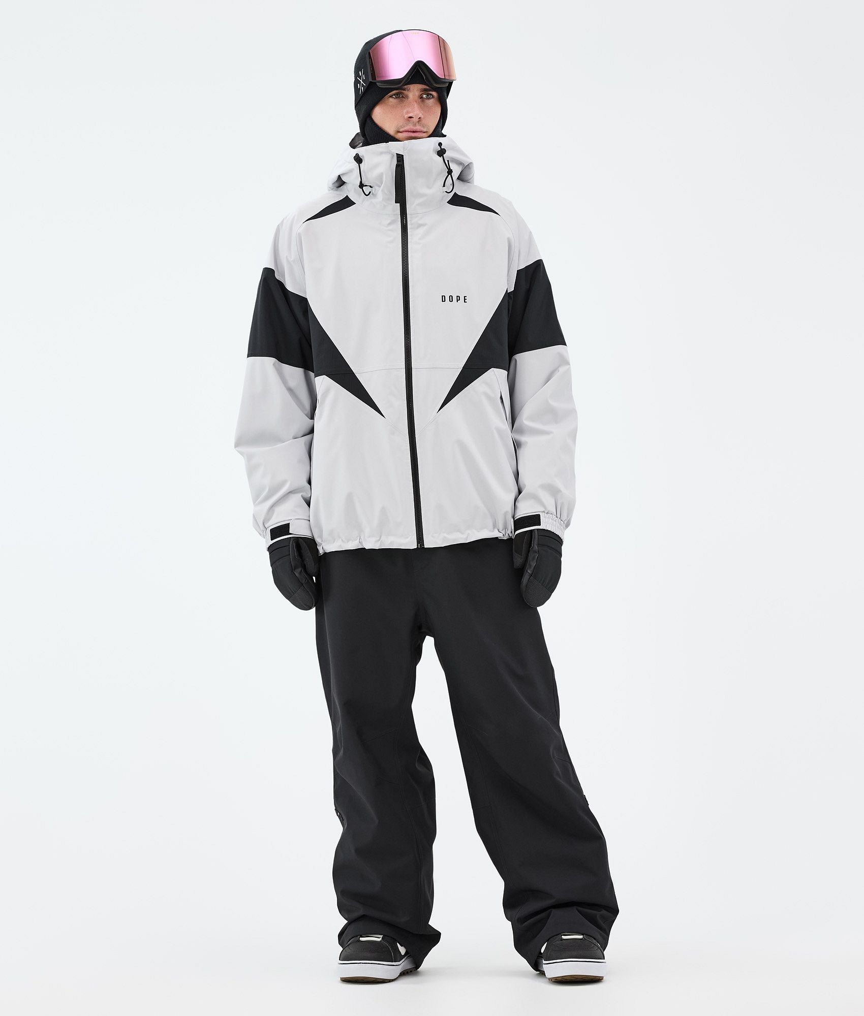 Snowboard Jacket For Men Spike Light Grey/Black