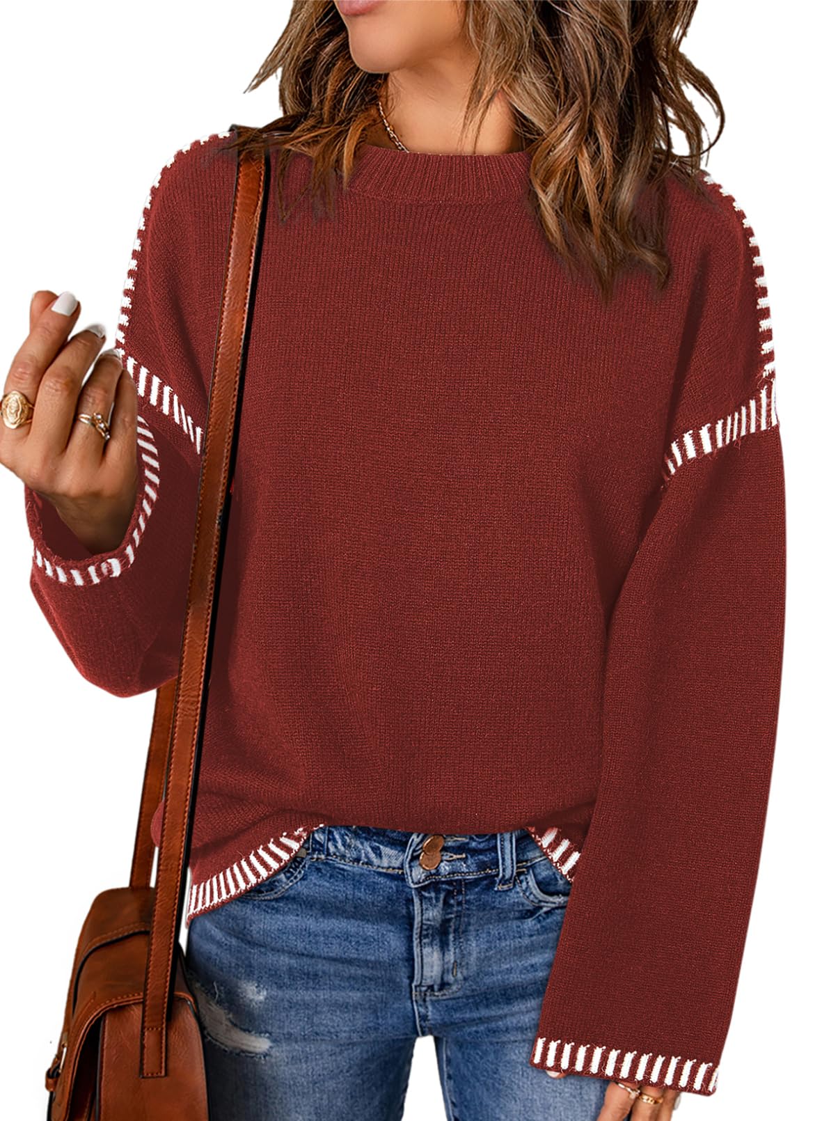 Women's Contrast Cable Knit Pullover Sweater (Buy 2 Free Shipping)