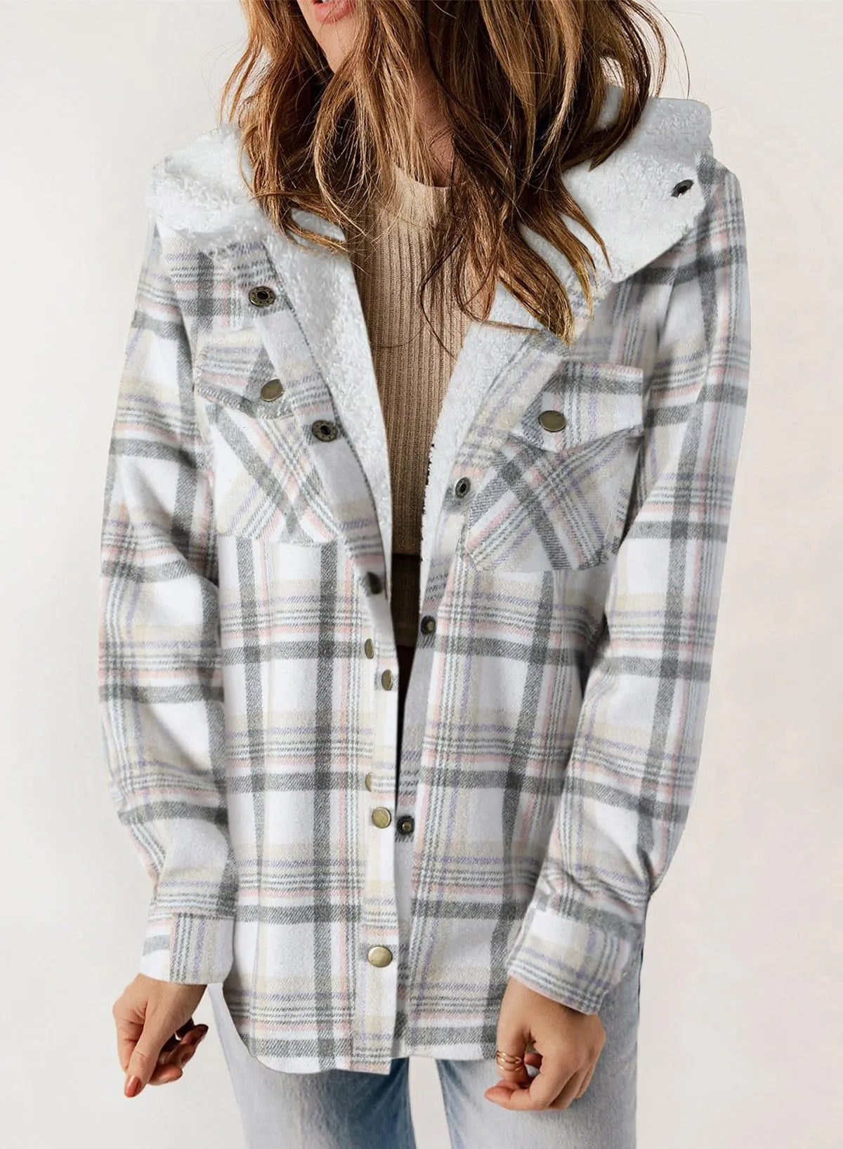 Women's Flannel Plaid Fleece Hooded Jacket (Buy 2 Free Shipping)