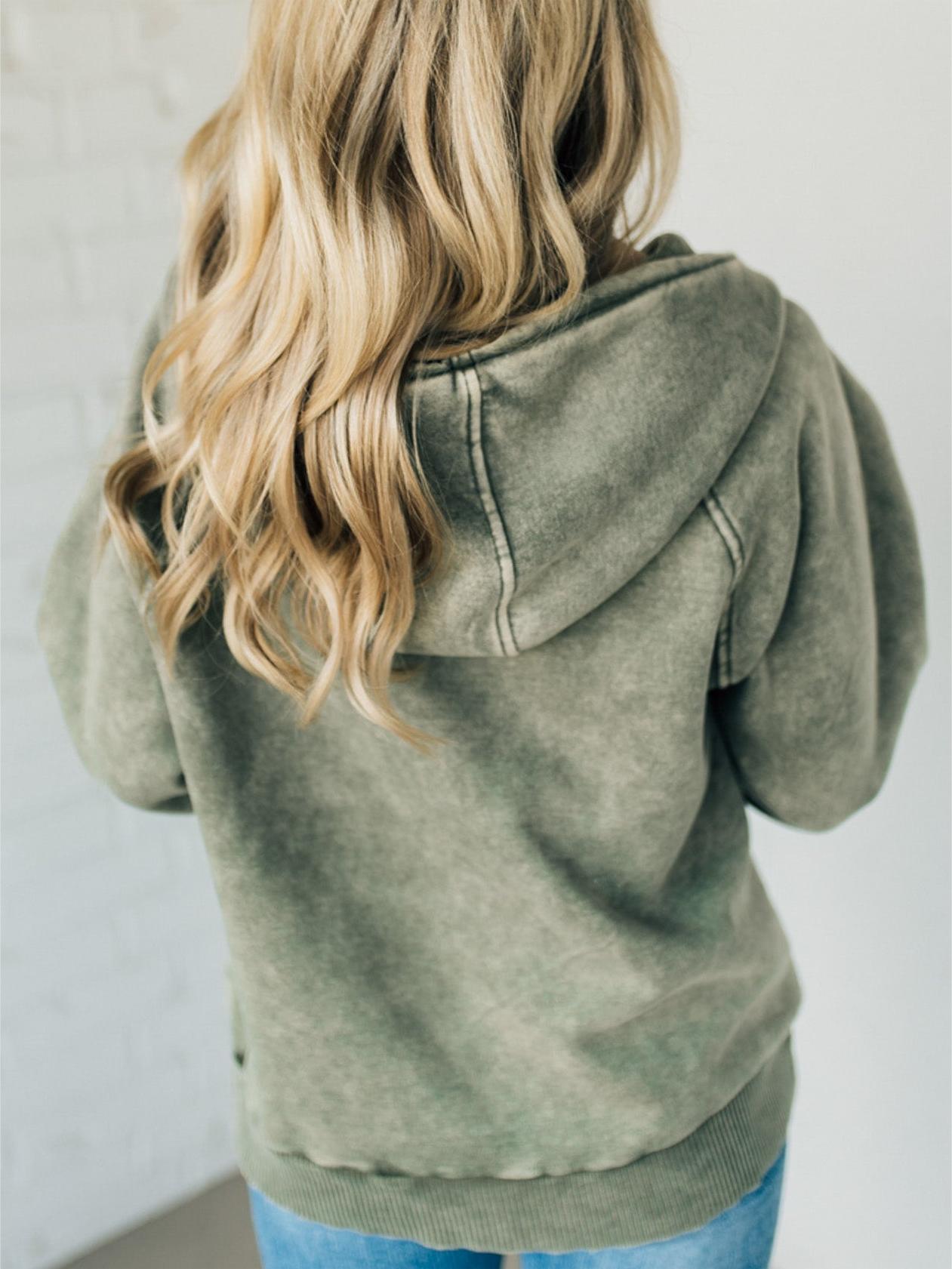 Women's 3/4 Zip Acid Washed Hoodie (Buy 2 Free Shipping)